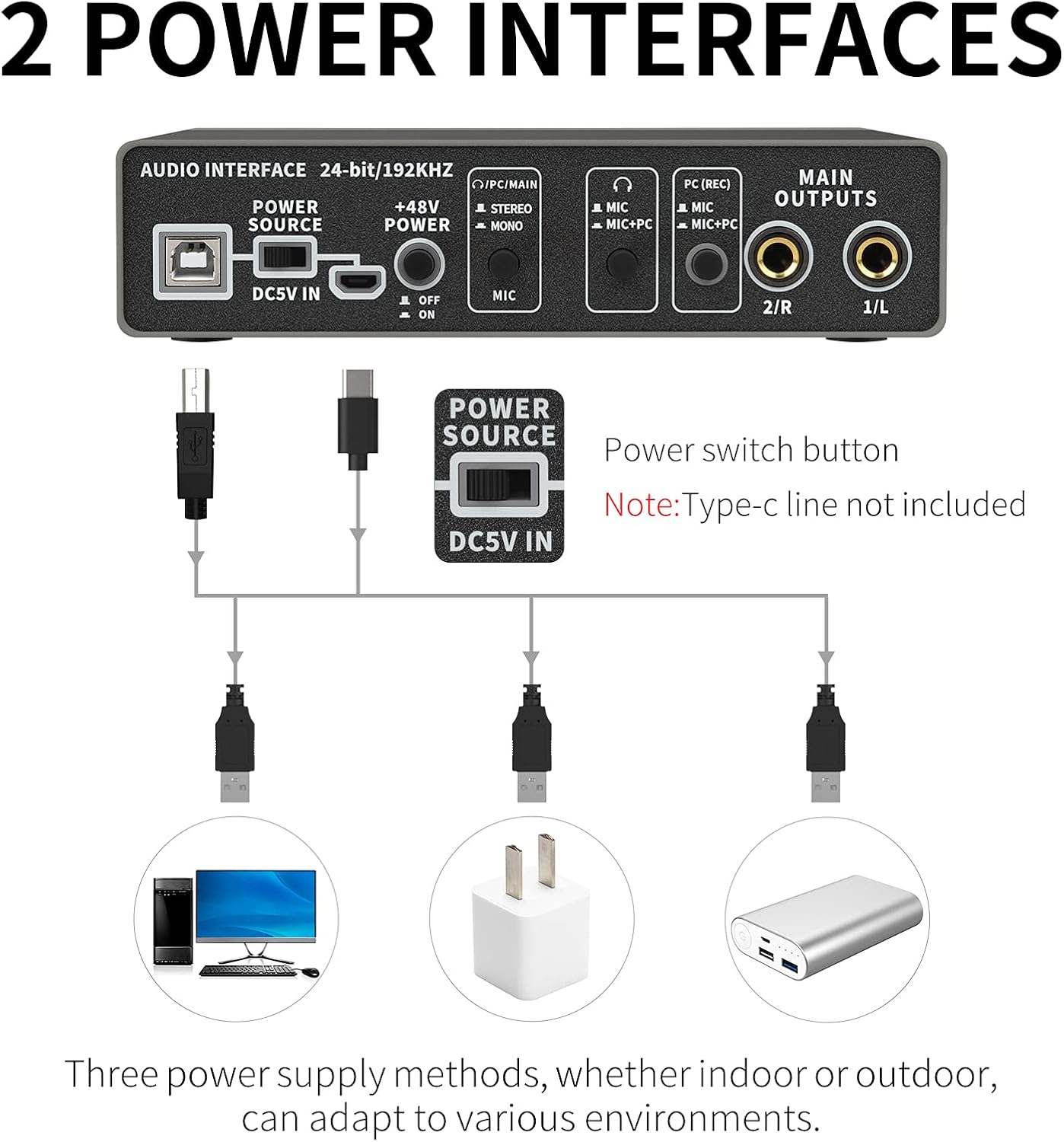 2 Pack USB Audio Interface with XLR Mic Preamplifier W2451
