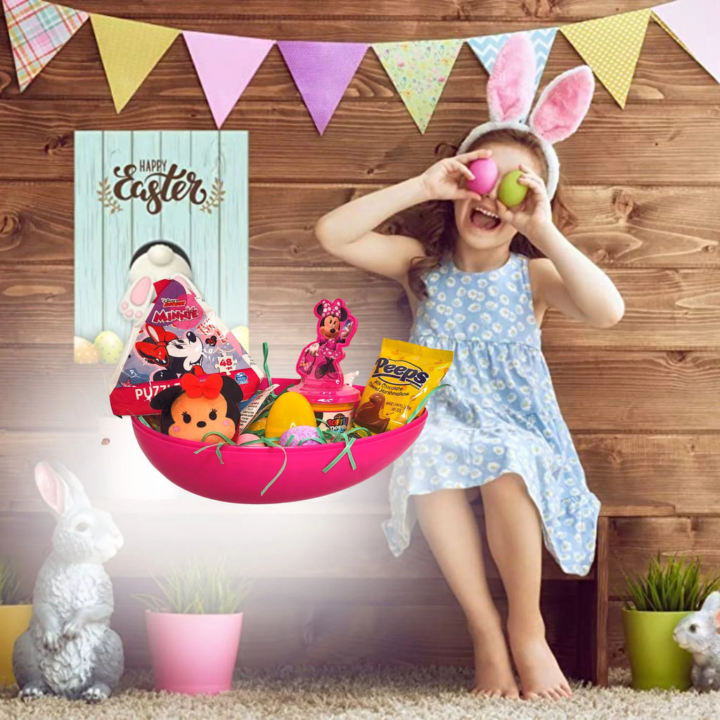 Jumbo Egg with Minnie Mouse Plush Toy Kiddy Dough Figure Eggs Candies Reusable Plastic Egg-Shaped Container R444470
