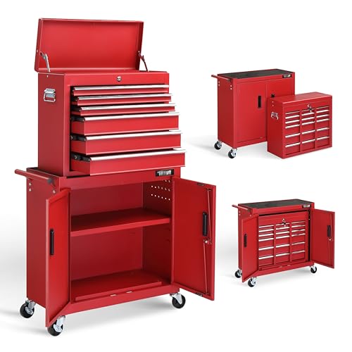 Red & Black 5-Drawer Rolling Tool Chest D1686