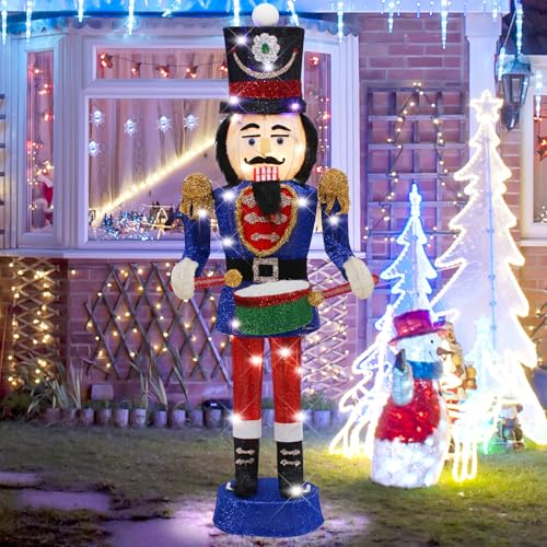 34" Lighted-up Blue Nutcracker Soldier Christmas Decoration C664