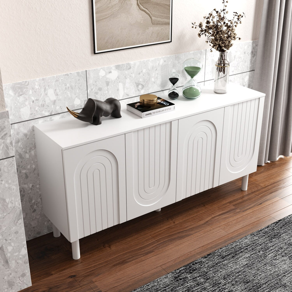 63.2"W Bookcase Credenza Sideboard Buffet with Drawer & Pop-Up Doors Z6197