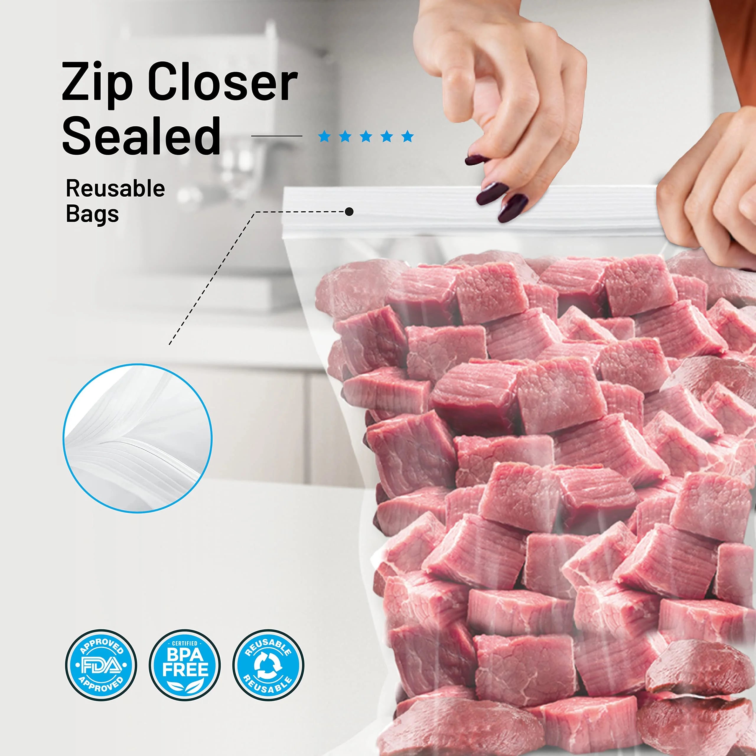 Extra Large 3 Gallon Storage Bags with Zipper, 16x18 Inch Thick Plastic, Reusable Freezer Bags I70112