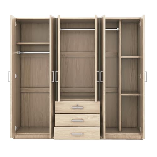 White 4 Doors Armoire Wardrobe with Mirror S190587