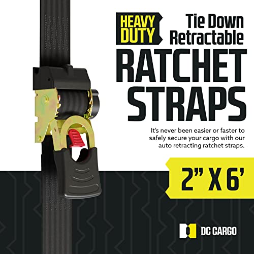 Retractable Ratchet Straps, 2 Pack (1 inch x 10 feet) - Black Ratchet Strap Tie Downs L9596