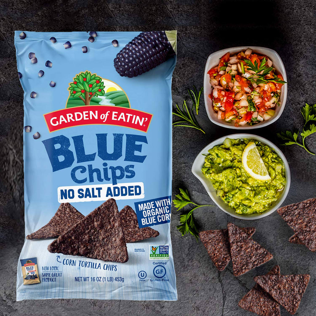 No Salt Added Blue Corn Tortilla Chips 16 oz. N40267