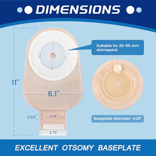 20 Pack Individually Packaged One-Piece Drainable Ostomy Bags with Closure, Cut-to-Fit, Max 65mm U27129