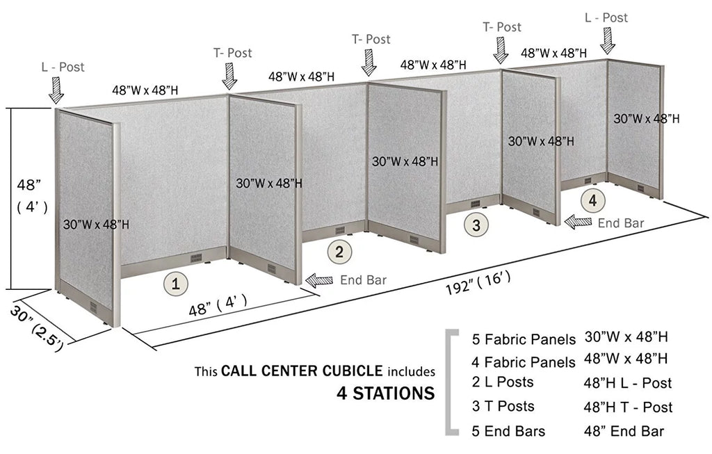4 Stations Office Partition V570432