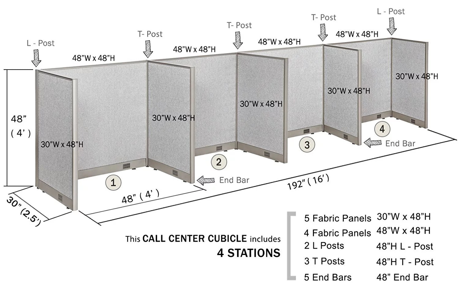 4 Stations Office Partition V570432