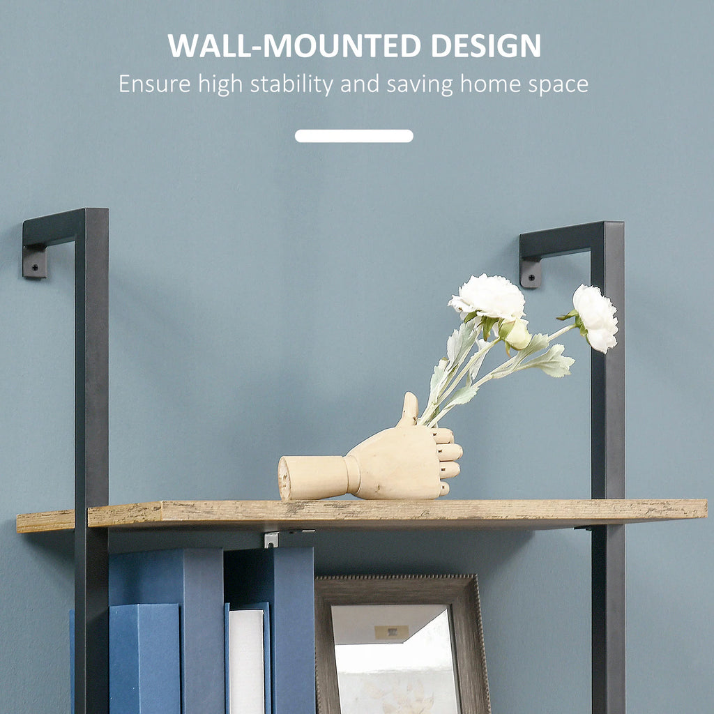 Brown 5 Tier Ladder Shelf with Metal Frame A652