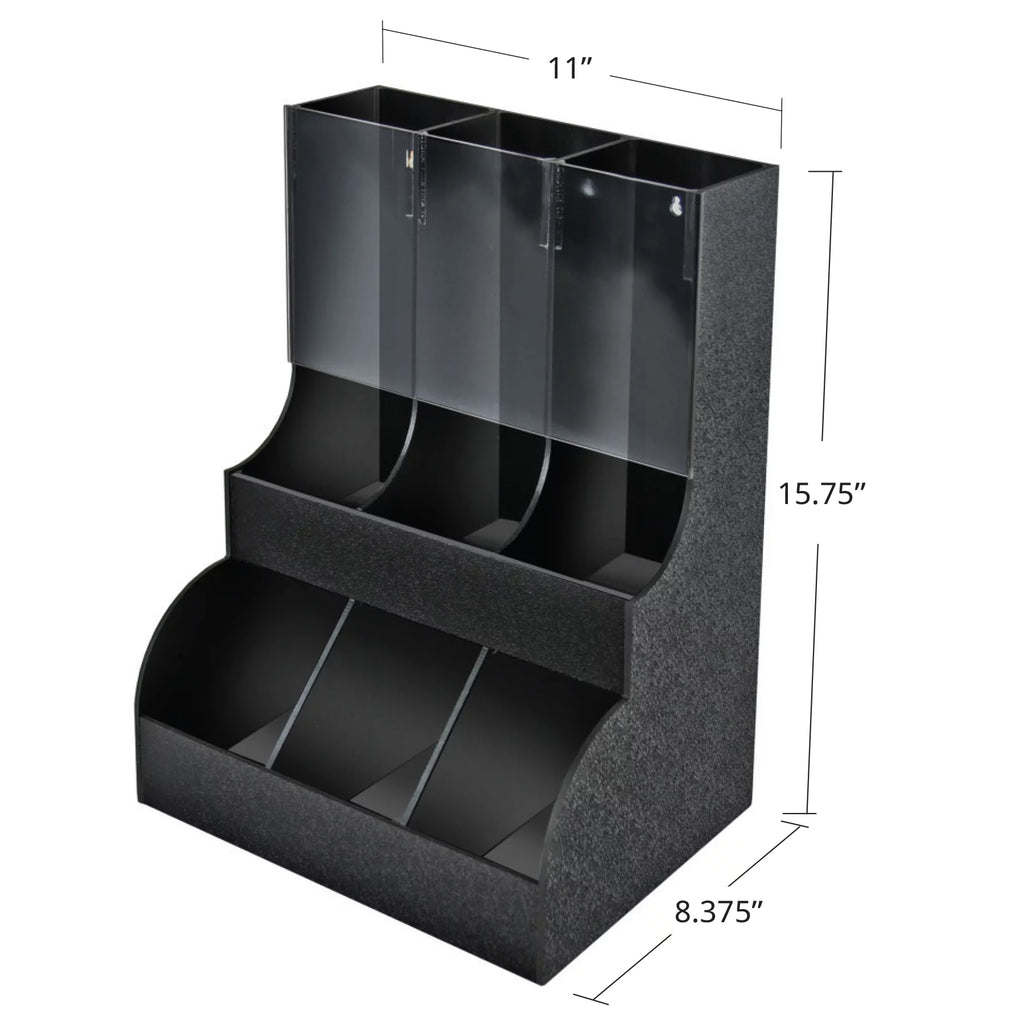 Black Six Compartment Two-tiered Condiment Organizer E399859