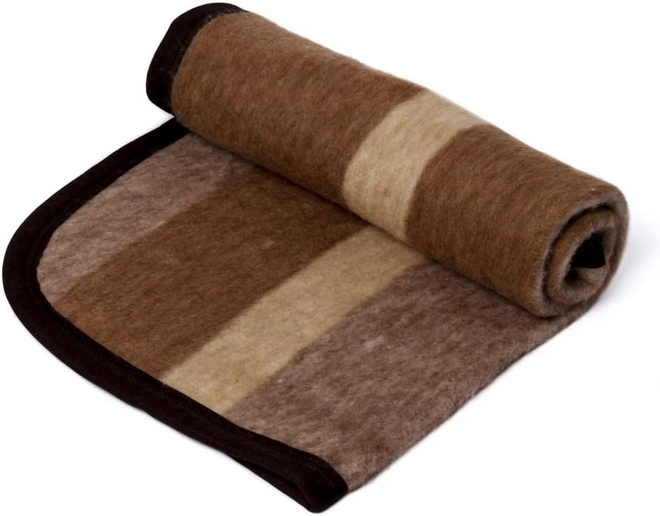 Beige/Brown/Gray Full/Queen Alpaca Sheep Wool Blanket T499