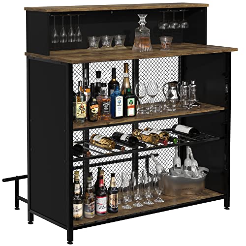 Brown Mini Bar Table with Storage and Footrest R835123