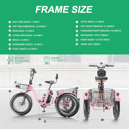 20" 24" 26" 3 Wheel Electric Tricycle with Removable Battery L759553