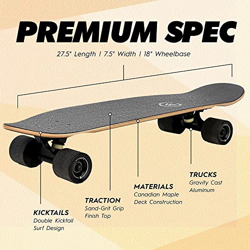27.5" x 7.5" 6-Layer Canadian Maple Double Kick Concave Deck Skateboard G49900