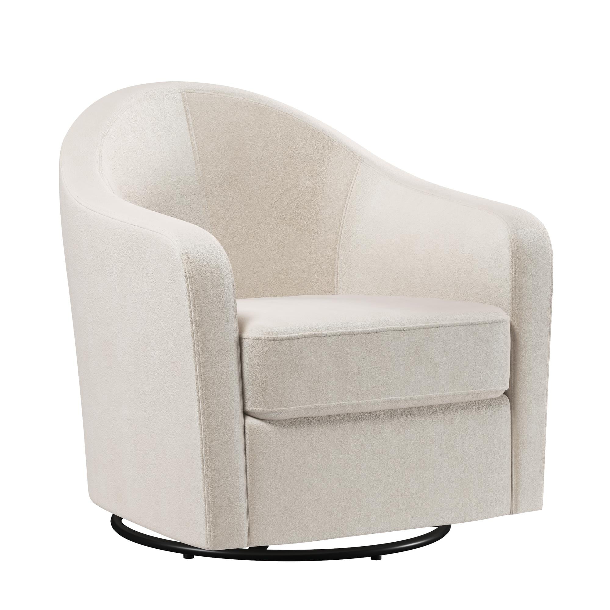 Ivory Velvet Curved Accent Chair S3584