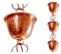 Pure Copper Hammered Cup Rain Chain, 8-1/2 Feet Length W90919