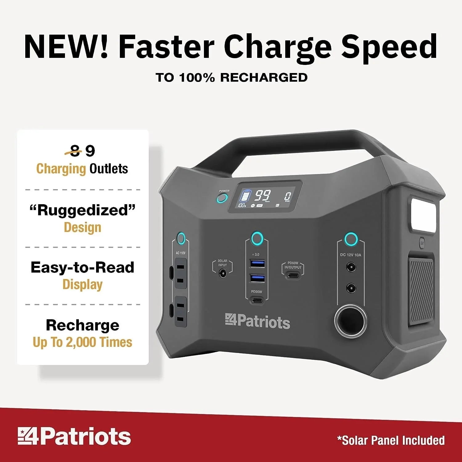 300wH Portable Power Station with 40 Watt Solar Panel D522700