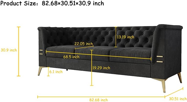 Dark Grey Velvet Chesterfield 3 Seater Sofa Z72737