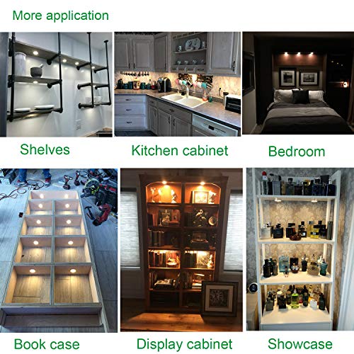 Black 8 Pack LED Puck Lights with RF Wireless Remote Control S1976