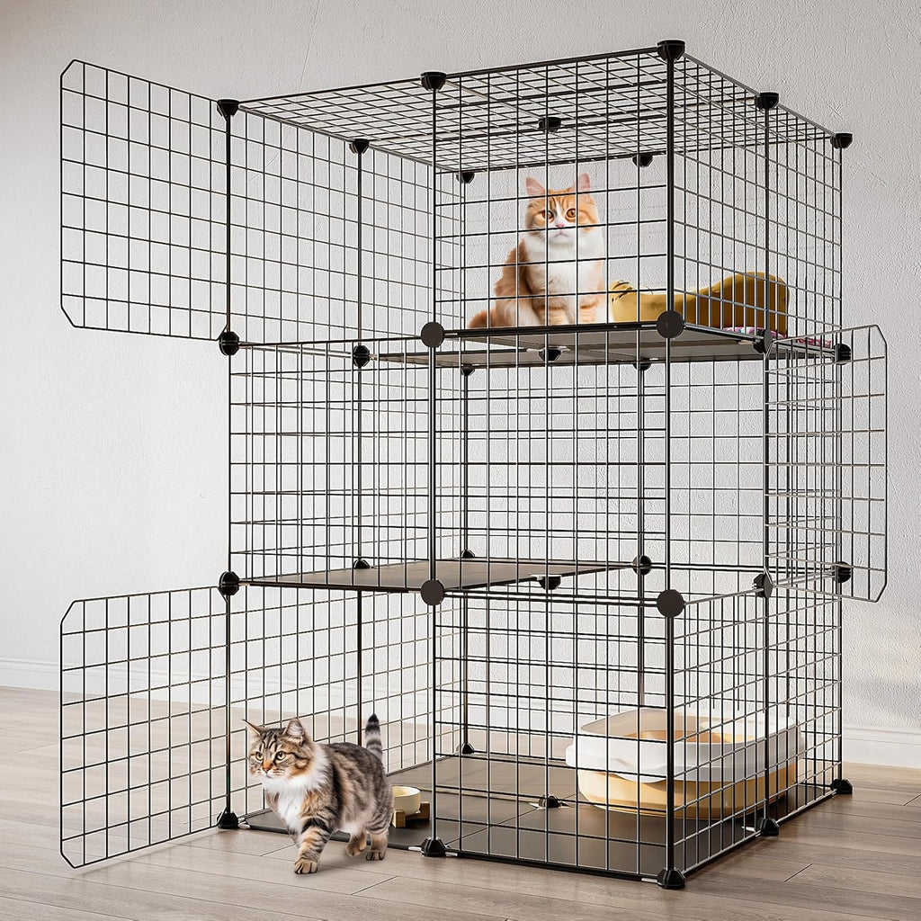 Black 3-Tier Metal Wire Cat Cage E788