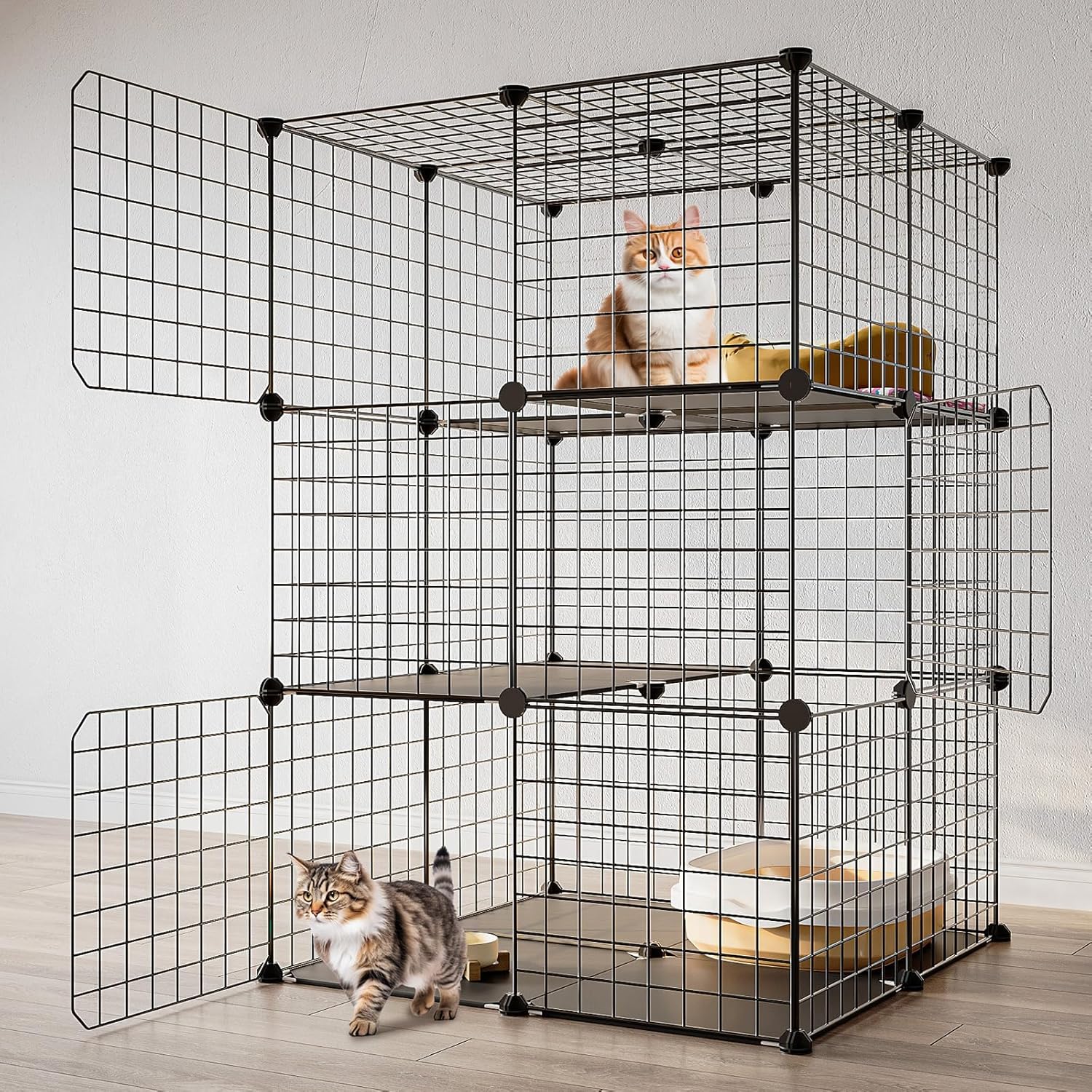 Black 3-Tier Metal Wire Cat Cage E788