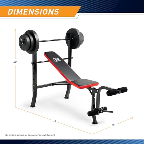 80lbs to 100 lbs Vinyl-Coated Weight Set with Weight Bench U607