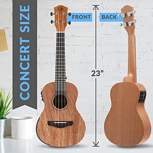 23" Acoustic Electric Mahogany Tenor Ukulele with Detachable Strap N7704