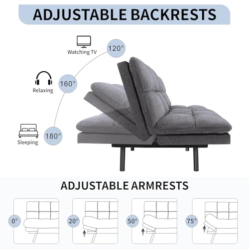 Black Faux Leather Memory Foam Futon Sofa Bed V40350