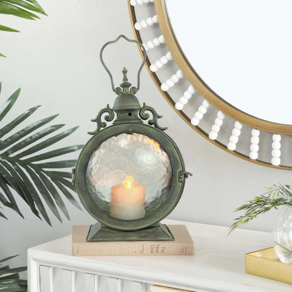 Metal Round Hanging Candle Lantern with Glass Insert G315