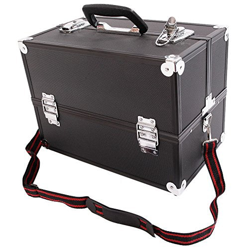 14inch Black Aluminum Cosmetic Case with 6 Trays W691