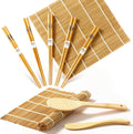 Bamboo Sushi Mat Sushi Making Kit with 2 Rolling Mats, 5 Pairs of Chopsticks, 1 Paddle, 1 Spreader N339