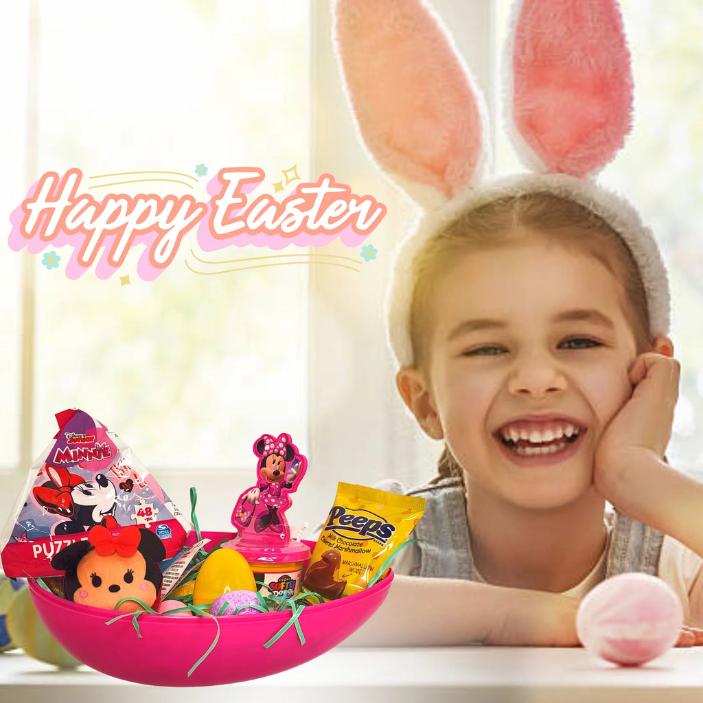Jumbo Egg with Minnie Mouse Plush Toy Kiddy Dough Figure Eggs Candies Reusable Plastic Egg-Shaped Container R444470