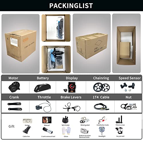 48V 500W 1000W Mid Drive Kit with LCD Display & Chainring Mountain Bike L835297
