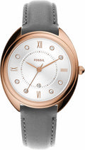 Rose Gold Grey Quartz Stainless Steel and Eco-Leather Three-Hand Watch L4093