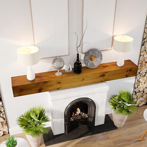 72 Inch Rustic Charcoal Gray Floating Fireplace Mantel Wood Shelf Y69968