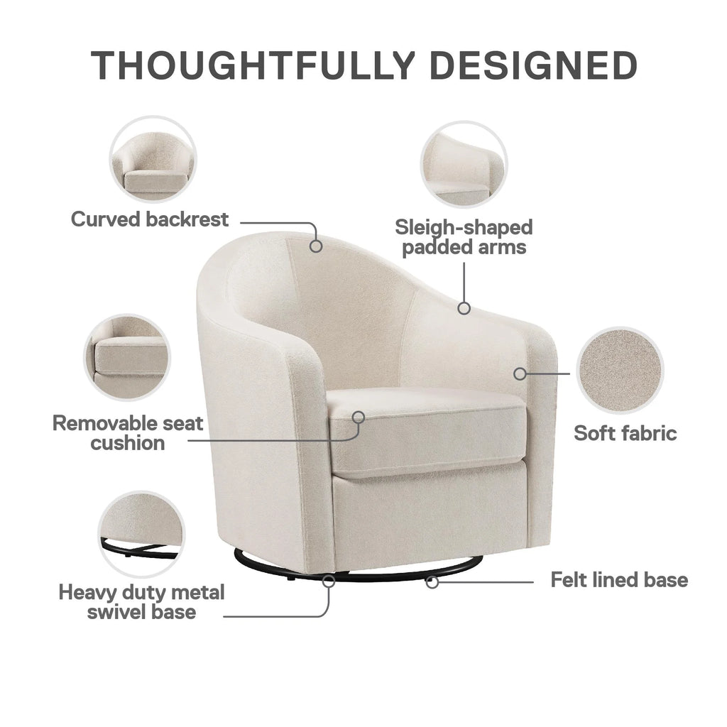 Ivory Velvet Curved Accent Chair S3584