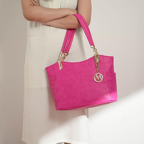 Vegan Leather Shoulder Bag Tote Bag Purse Set T7582