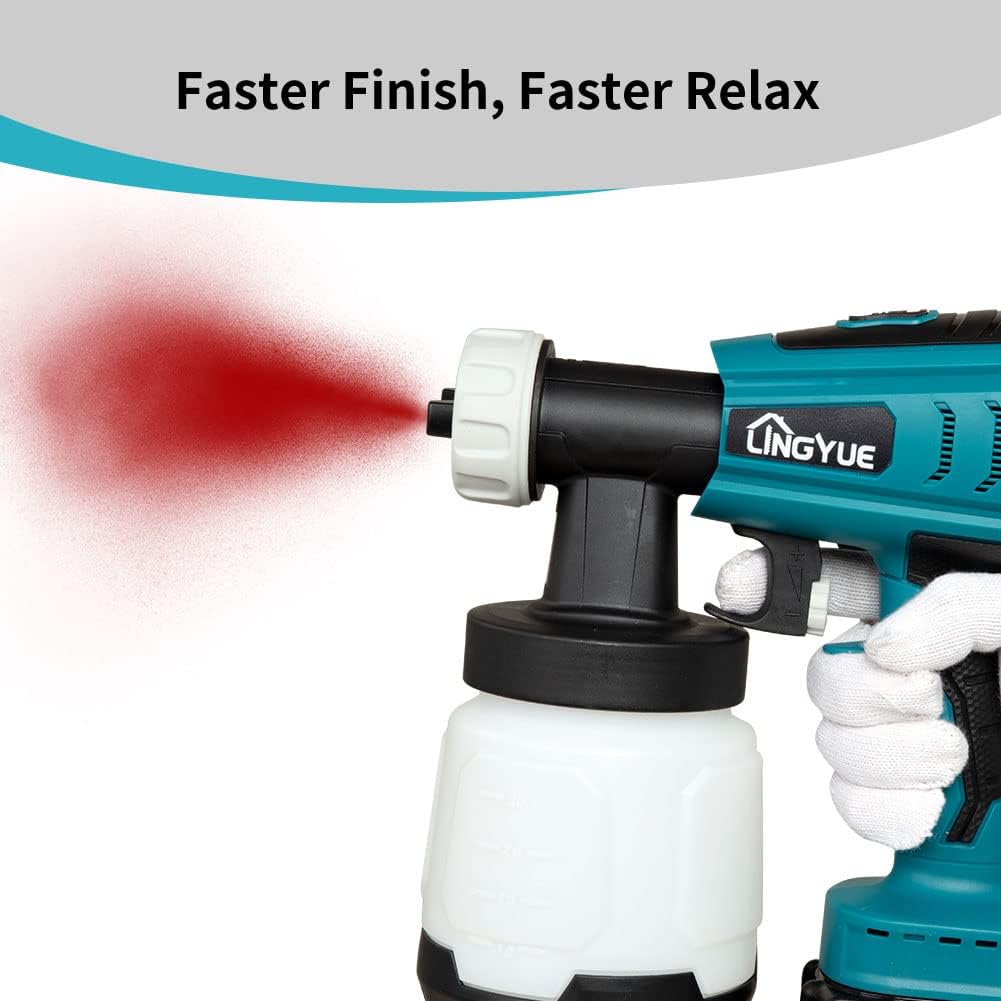 Cordless Paint Sprayer for 18V Battery, 3 Copper Nozzles, HVLP Spray Gun B9048