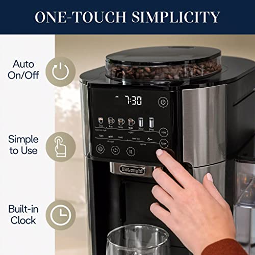 Drip Coffee Maker with Built in Grinder, Single Serve, 8 oz to 24 oz, 40 oz Carafe, Stainless, Silver/Black H720717