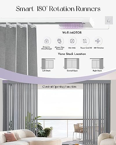 Motorized Vertical Blinds Blackout Smart Vertical Blind Remote Control Track Slats Set H6592