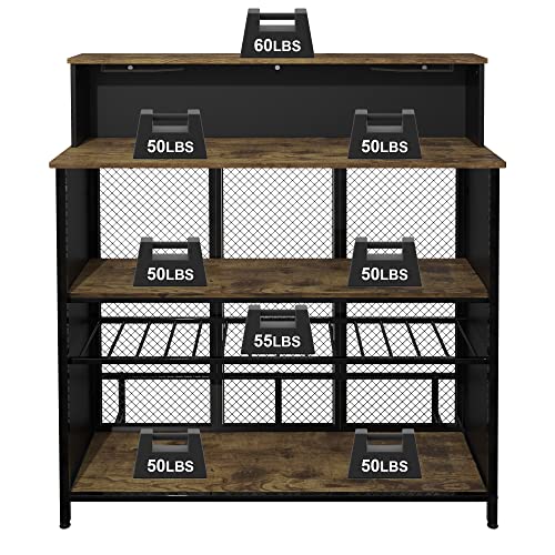 Brown Mini Bar Table with Storage and Footrest R835123