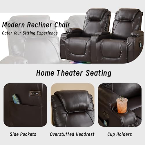 Brown Electric Power Loveseat Recliner Chair with Storage Armrest X148529