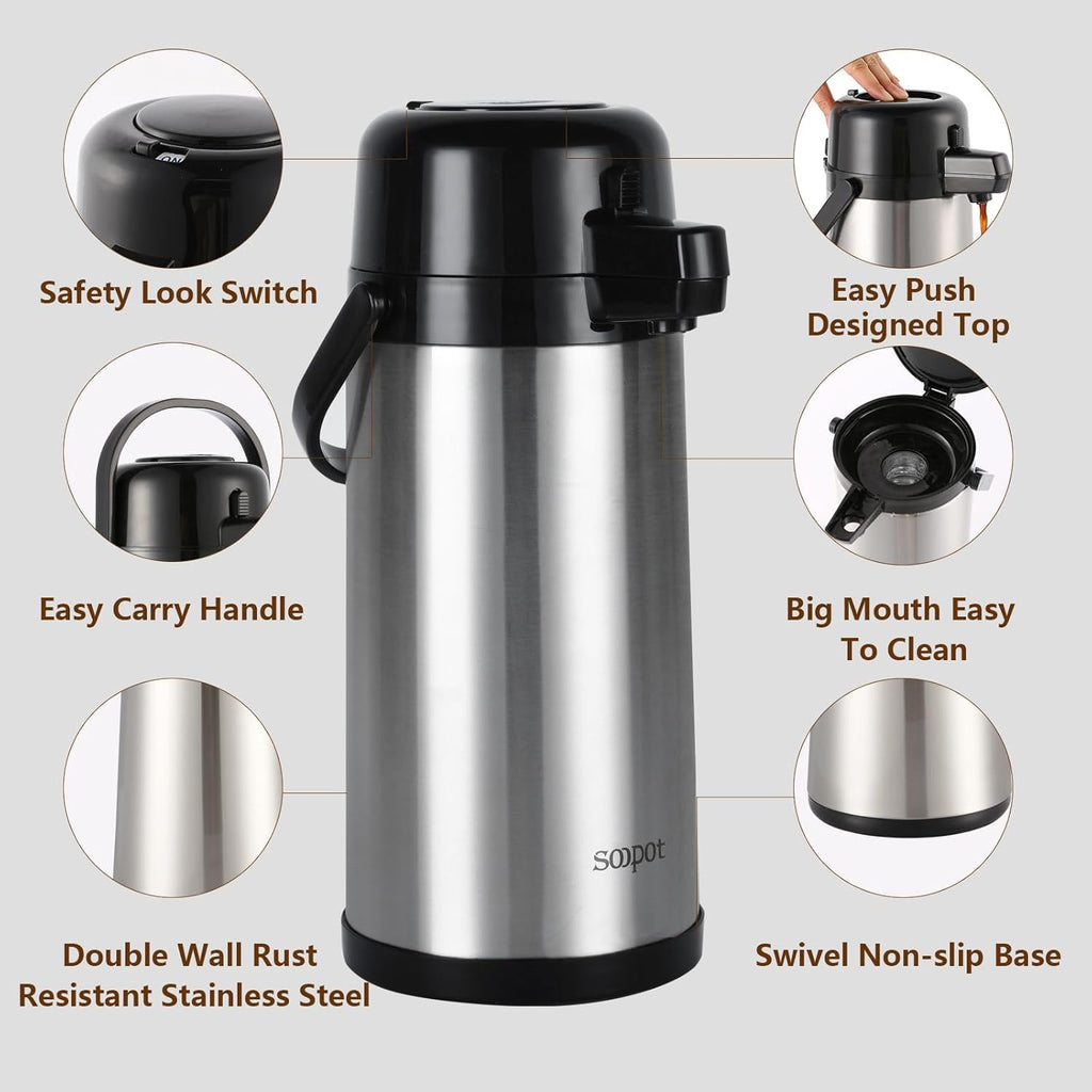 102oz Stainless Steel Thermal Insulated Coffee Dispenser with Pump N2114