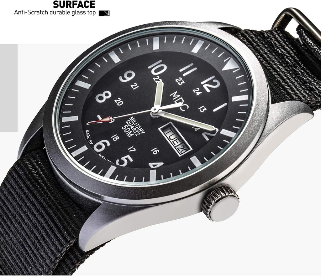 Black Analog Nylon Band Military Watch O671