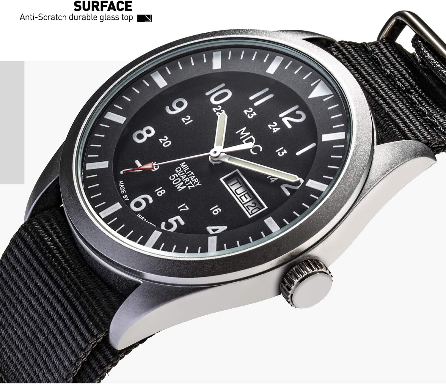 Black Analog Nylon Band Military Watch O671