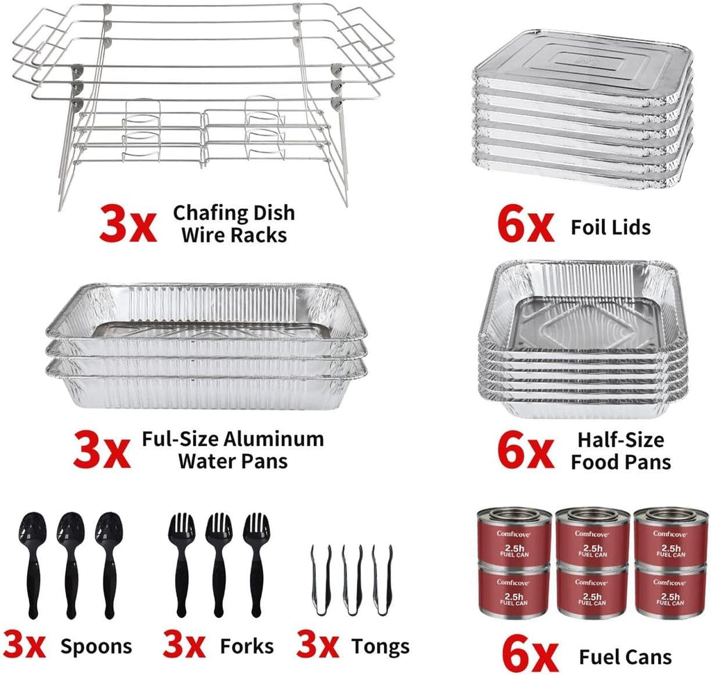 33 Piece Disposable Chafing Dish Buffet Set with 2.5 oz Fuel Cans C5244