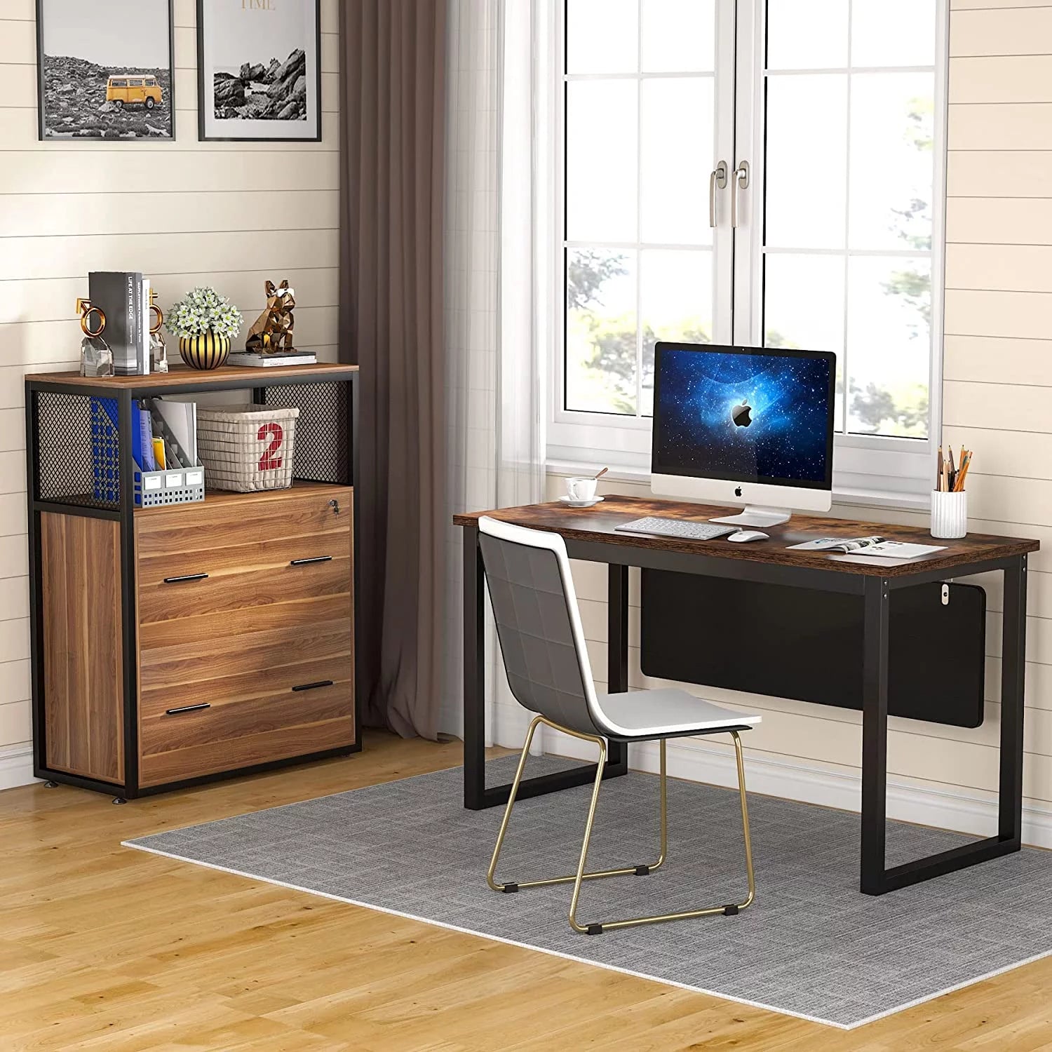 2-Drawer Lateral File Cabinet with Lock (Walnut) T254