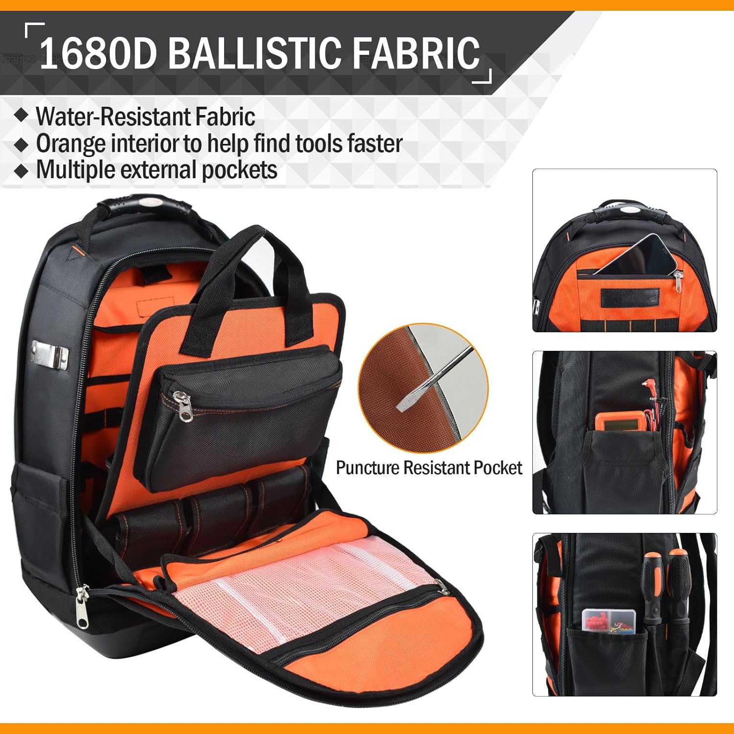 Heavy Duty Tool Backpack with Waterproof Base A6857