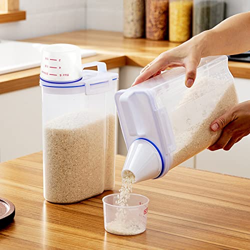 2Pack BPA Free Plastic Airtight Rice Storage Bin Cereal Containers Dispenser F4311