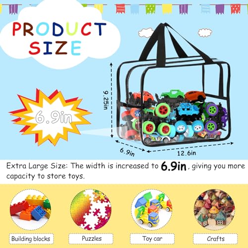 6 Packs Large Clear PVC Toy Storage Bags with Zipper Q254799